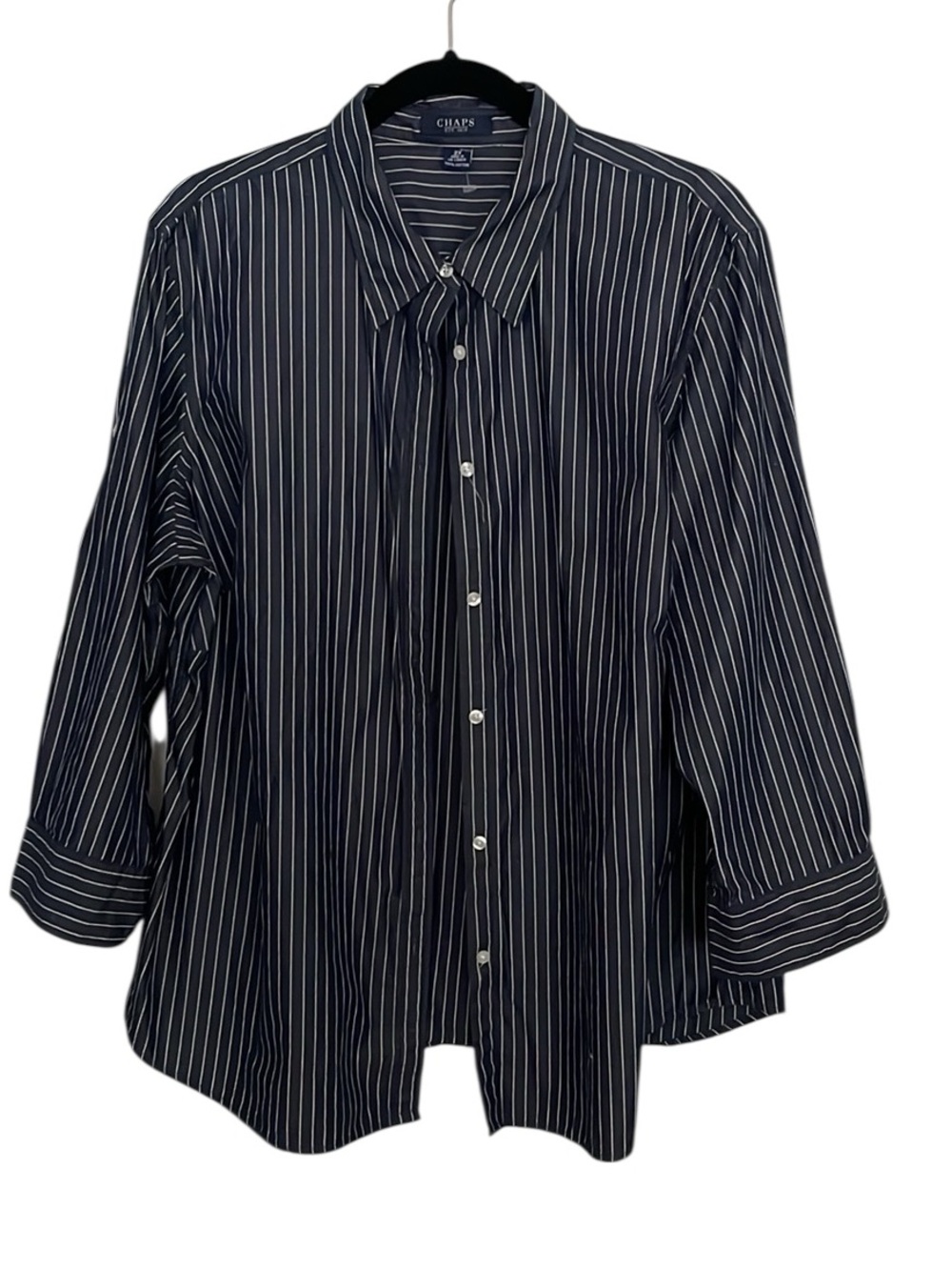 Vintage Ralph Lauren Chaps 100% Cotton Navy and White Striped Button-Down Shirt